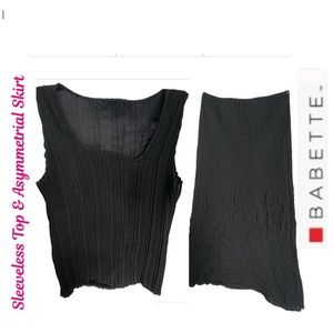 Babette Set -Black Sleeveless Top and Asymmetrical Skirt.